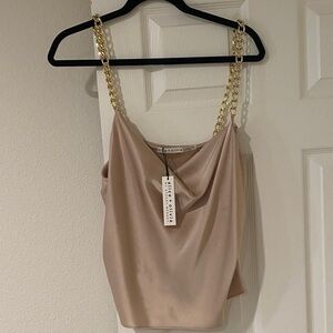 Alice + Olivia Beige Chain Strap Camisole